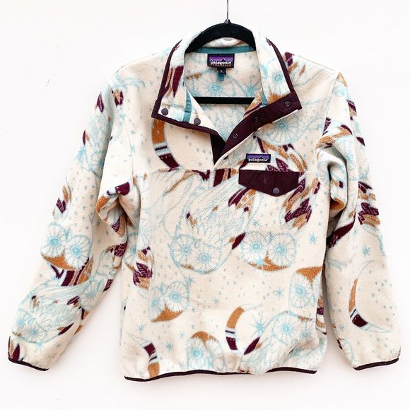 Patagonia Synchilla Cream and Brown Owl Fleece Hoodie - Picture 3 of 6